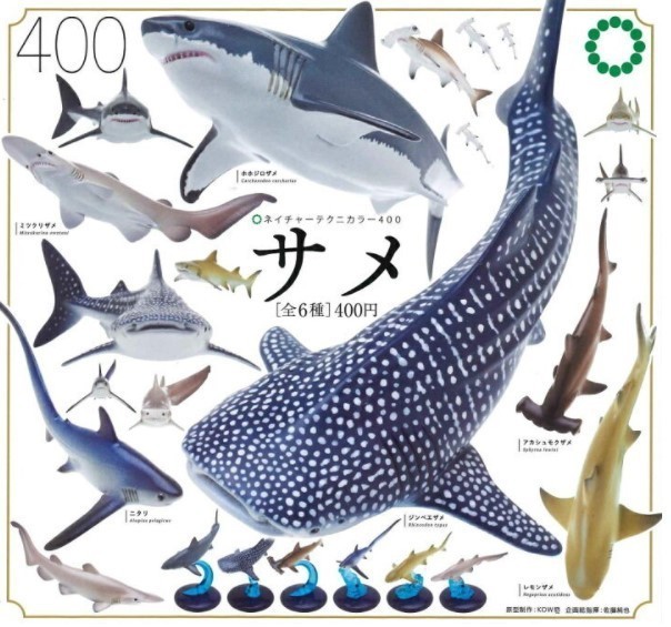 ネイチャーテクニカラー 400 サメ 全６種 セット ホホジロザメ ジンベエザメ アカシュモクザメ ニタリ レモンザメ ミツクリザメ shark_画像1