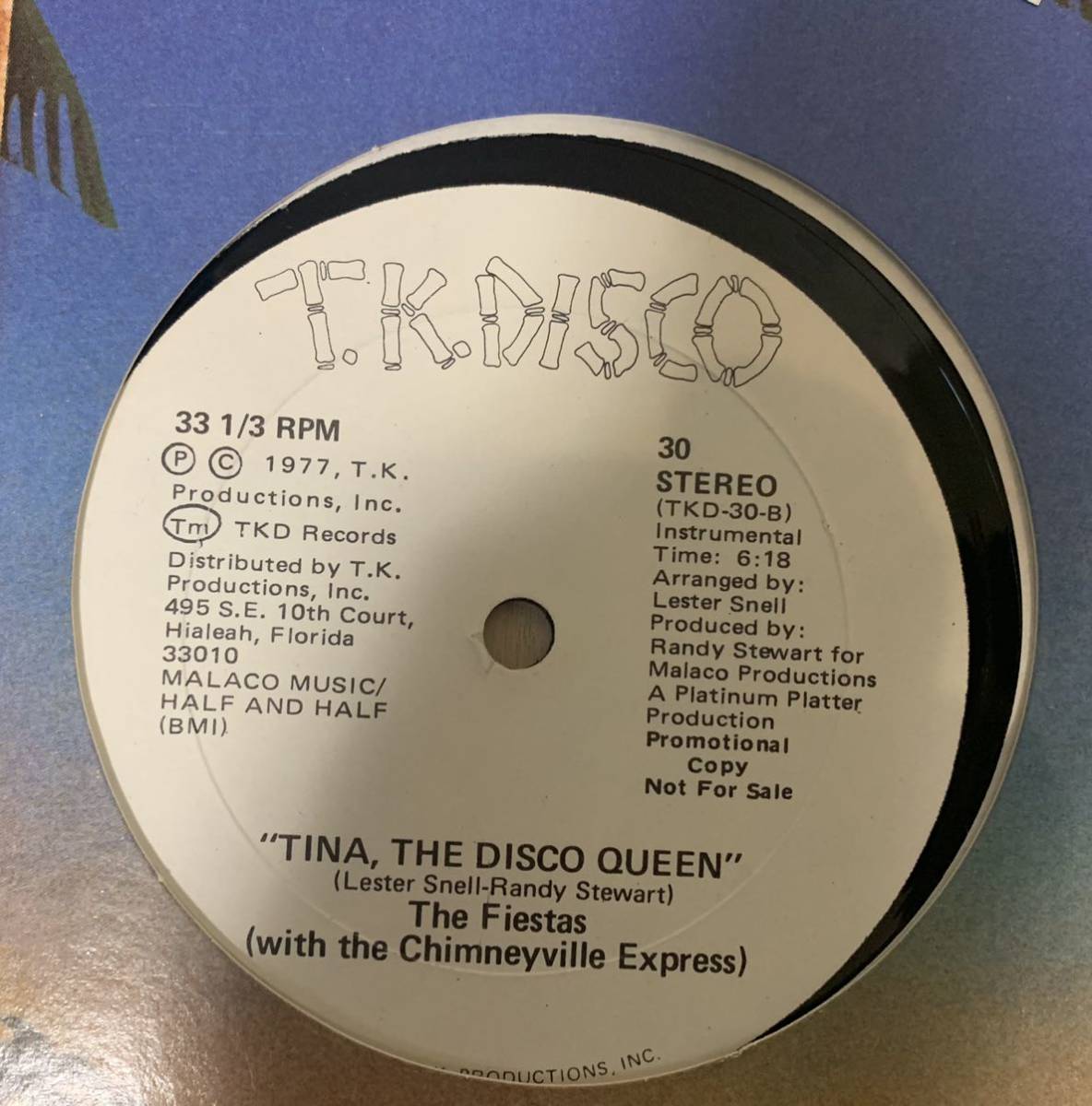 12inch TINA THE DISCO QUEEN/THE FIESTAS *TK DISCO オリジナル盤 1977 T.K.DISCO アナログ盤 レコード_画像3