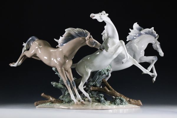 LLADRO リヤドロ「飛翔」馬 3頭 フィギュリン 置物 特大69cm コレクター放出品[45155qwt]_画像2