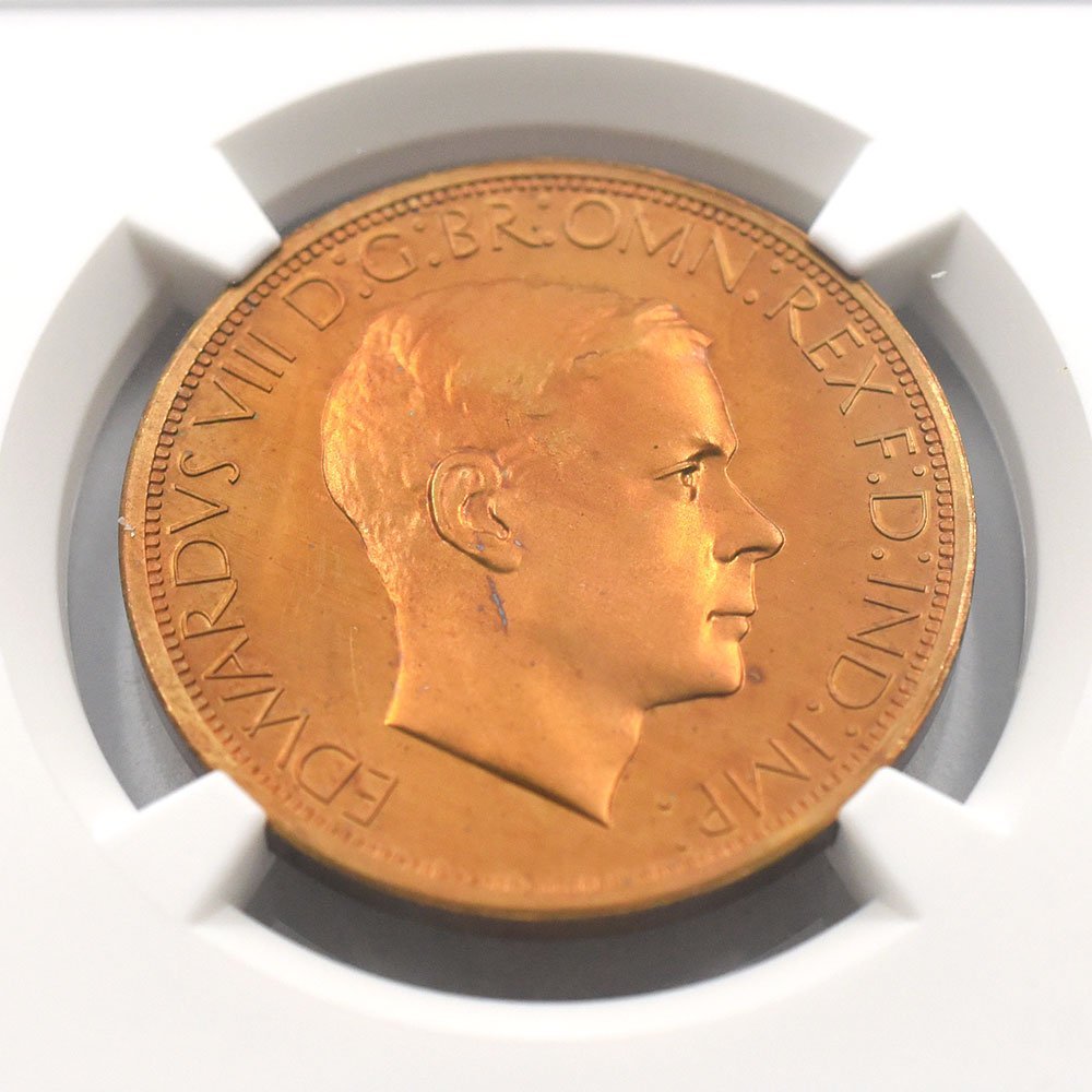 【★１円スタート】2012(1936) エドワード8世 真鍮貨 記念メダル プレーンエッジ NGC PF67_画像6