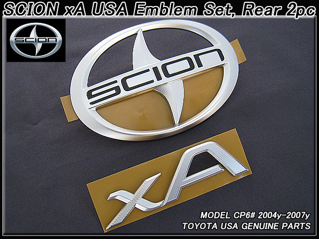 イストNCP60/SCION/サイオンxA純正USエンブレムセット-リア2点/USDM北米仕様USAトヨタiSt米国バックドア楕円シンボルマーク＆文字バッジ_画像1