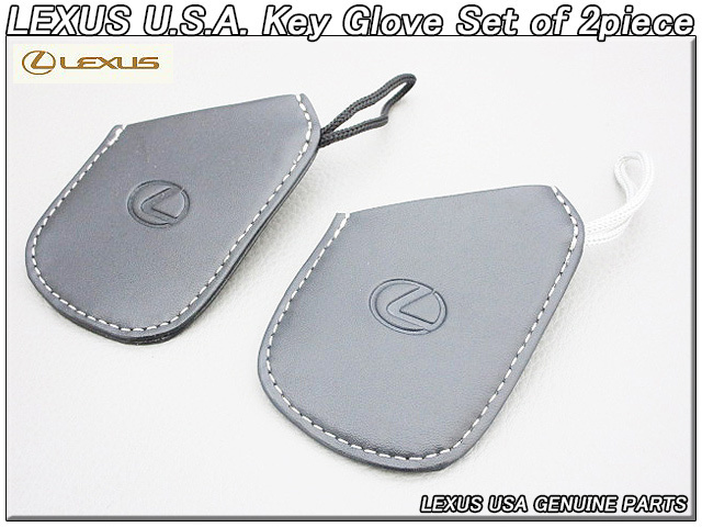 レクサス/LEXUS/米国US純正キーグローブ黒革×2個(ブラックとグレーのストラップ)/USDM北米仕様L10系RX350RX450hキーケース黒色USA米国Key_画像1