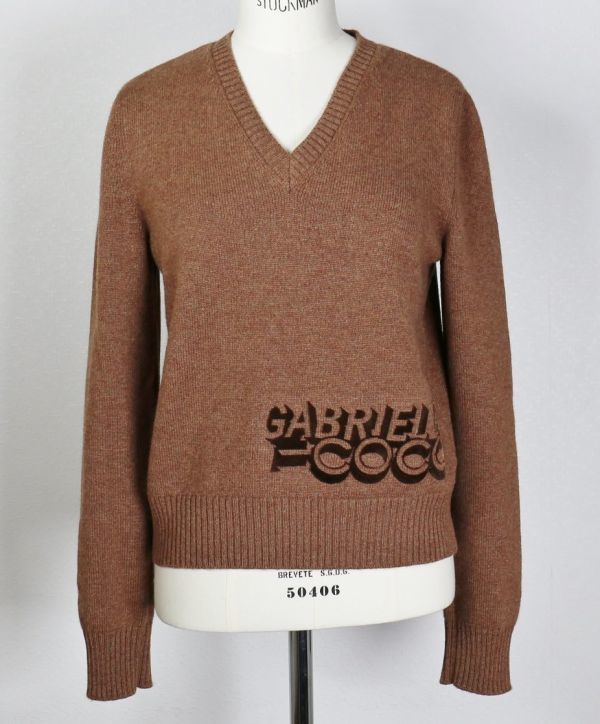 17B CHANEL シャネル ガブリエル ココ フロッキー ロゴ Vネック