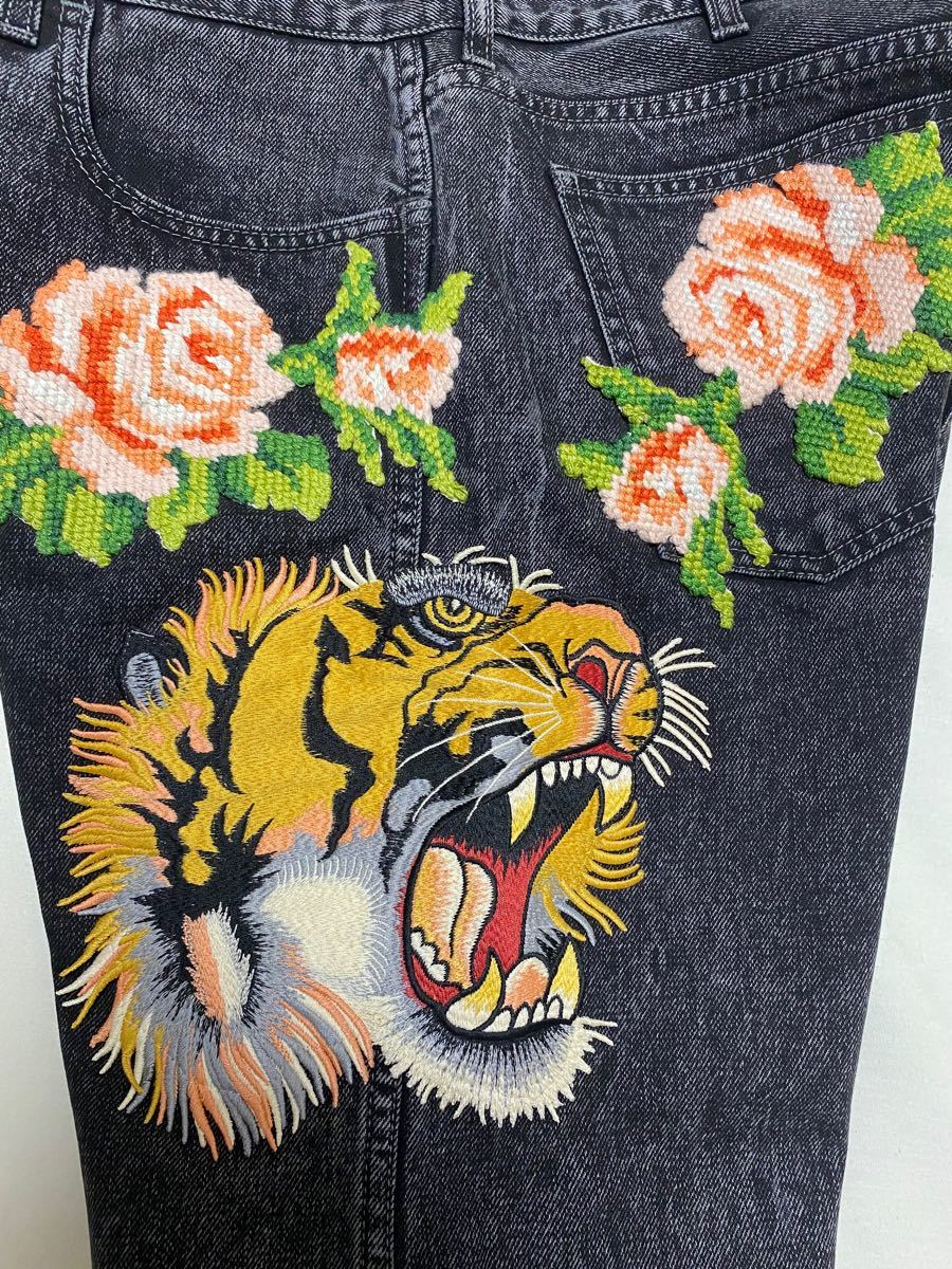 GUCCI グッチ デニム タイガー 虎 ミケーレ 34 美品 刺繍 希少 www
