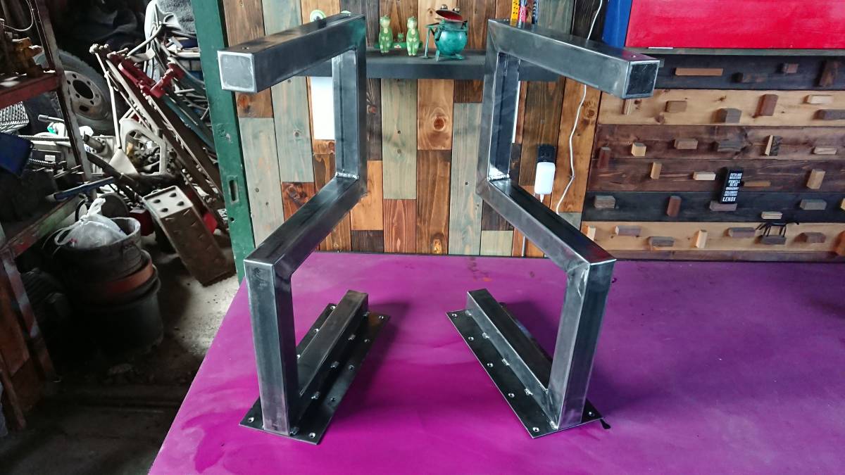 無塗装でアイアンな極太鉄脚♪50×400×650mm 己型 2脚ver. ダイニングテーブル DIY インダストリアル リノベーション 1