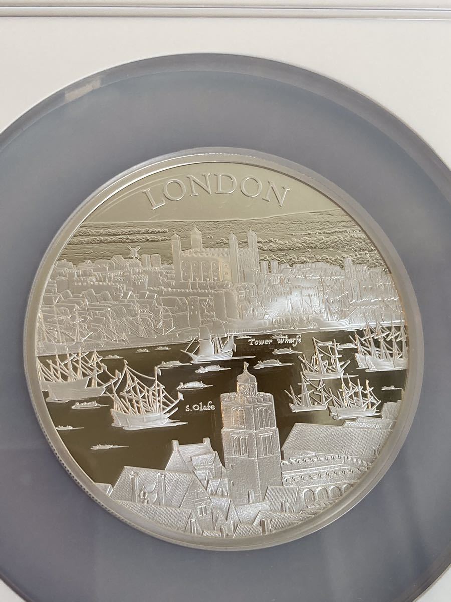 NGC70鑑定+発行即日鑑定】5オンス銀貨 都市景観 ロンドン 2022年