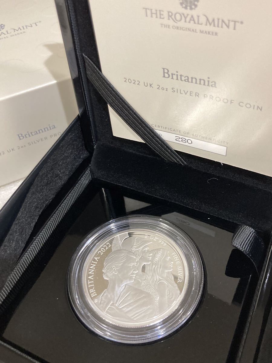 Paypayフリマ 2オンス銀貨 22年 プレミアムブリタニア 女性版ポートレート 5ポンド シルバープルーフコイン ロイヤルミント Royal Mint Britannia