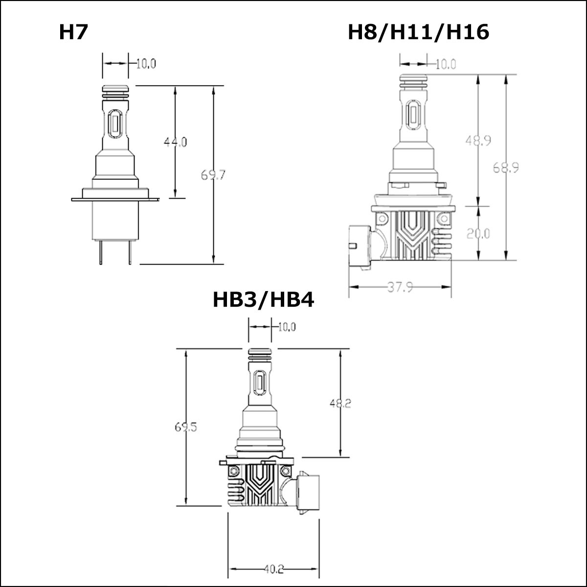 LEDヘッドライト (V7) HB4 アイスブルー フォグランプ DC12V 40W 9000ルーメン バルブ 2本セット 1年保証_画像4