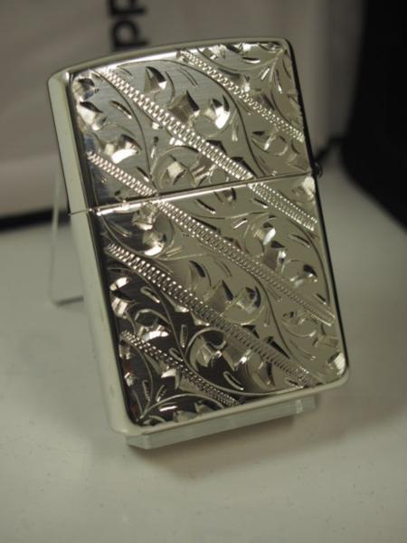 純銀 Zippo スターリングシルバー両面手彫り 唐草15HAND ジッポー 2021