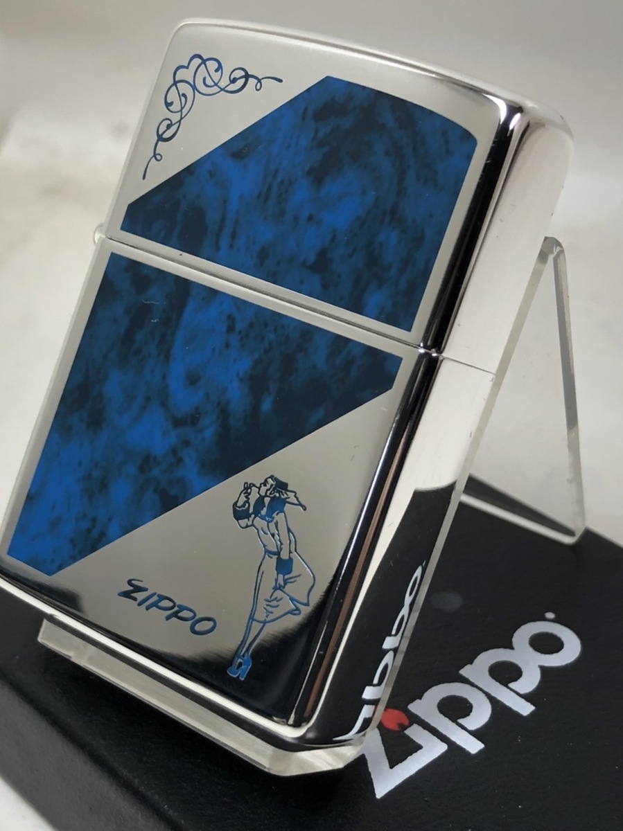 Zippo マーブル ウィンディ ガール / Windy エンジェル 女・銀青 SV-BL 新品_画像1