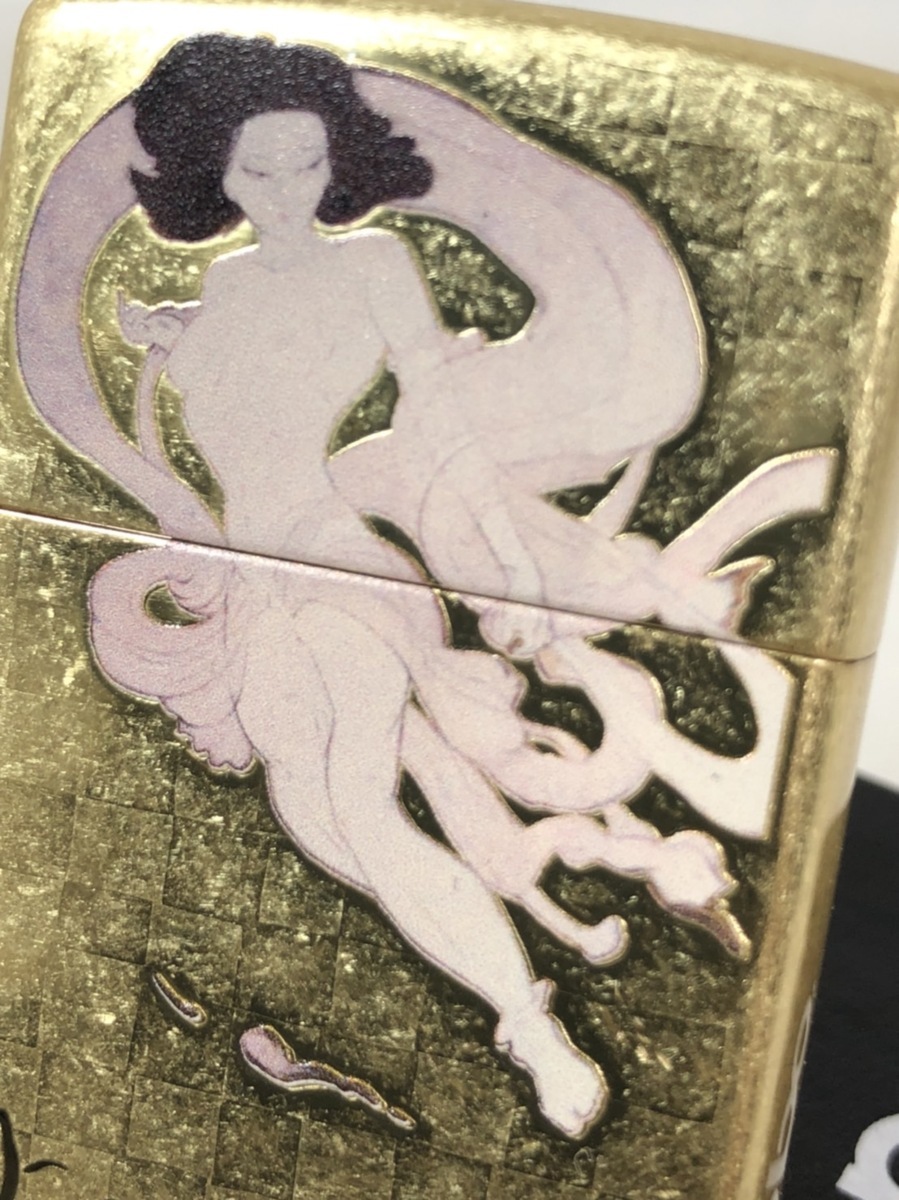 Zippo ジッポー雷神 天女 / ライジン 天野喜孝 金箔風 両面/新品 送料無料_画像2