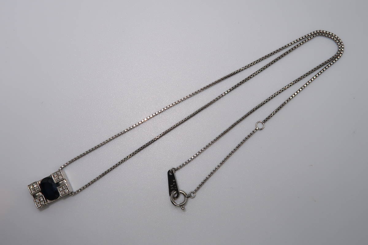 新しいスタイル ■□Pt850 ネックレス□■ 0.11ct ダイヤモンド 1.62ct サファイア サファイア