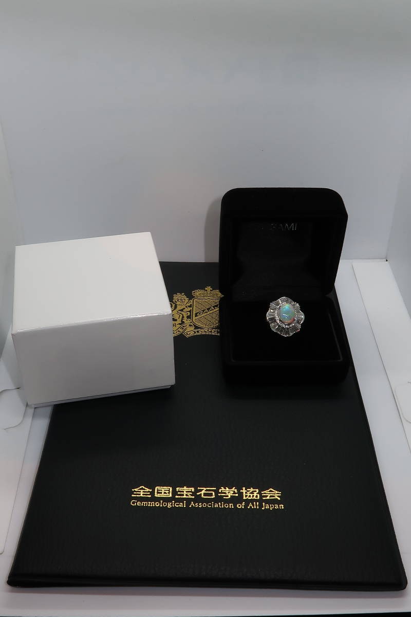 ■□天然ホワイトオパール 2.46ct ダイヤモンド D1.72ｃｔ Pt900 リング□■_画像1