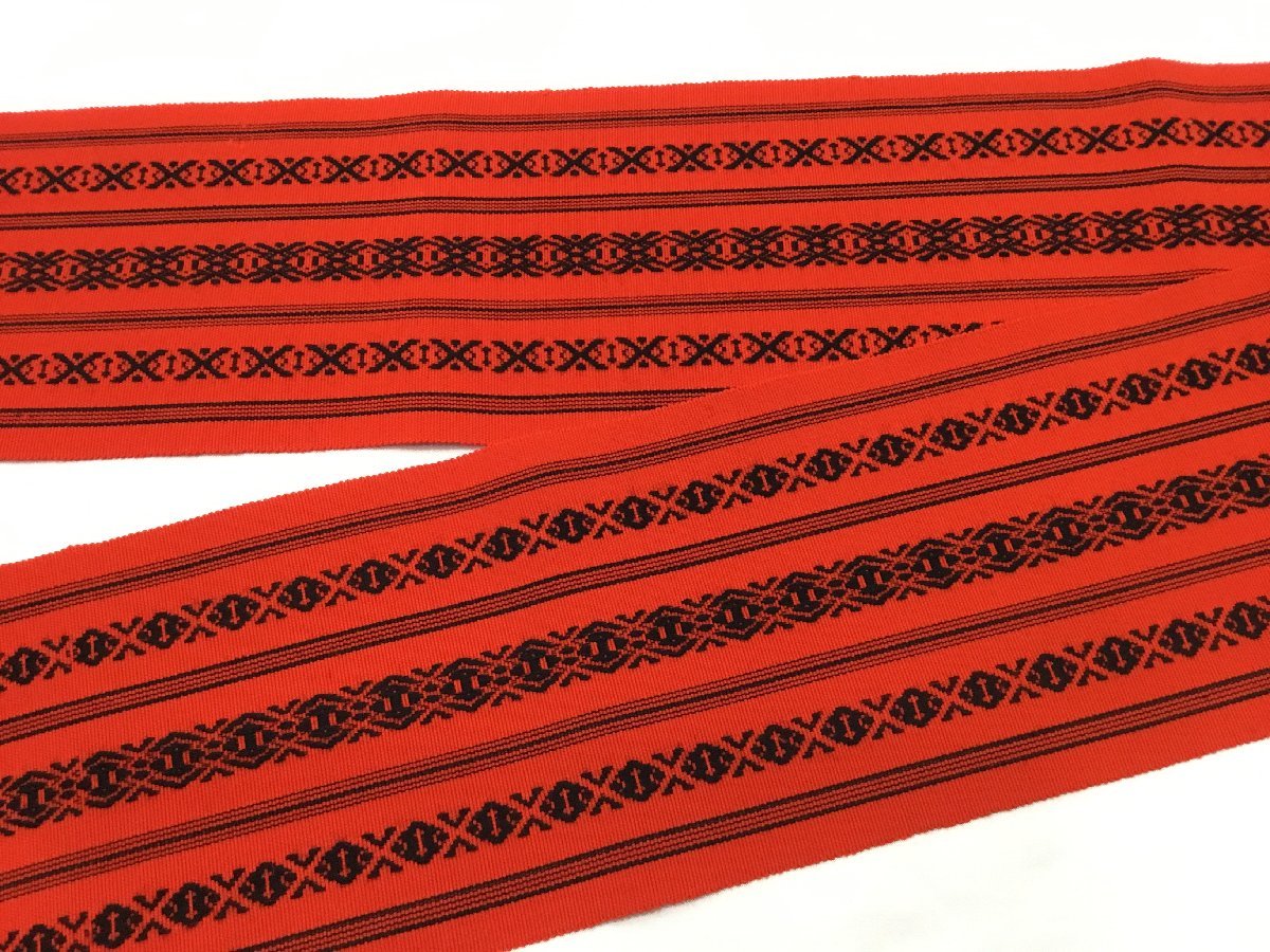  hanhaba obi / beautiful goods / red × black /.../.. wool [ yuzu . is ]5925