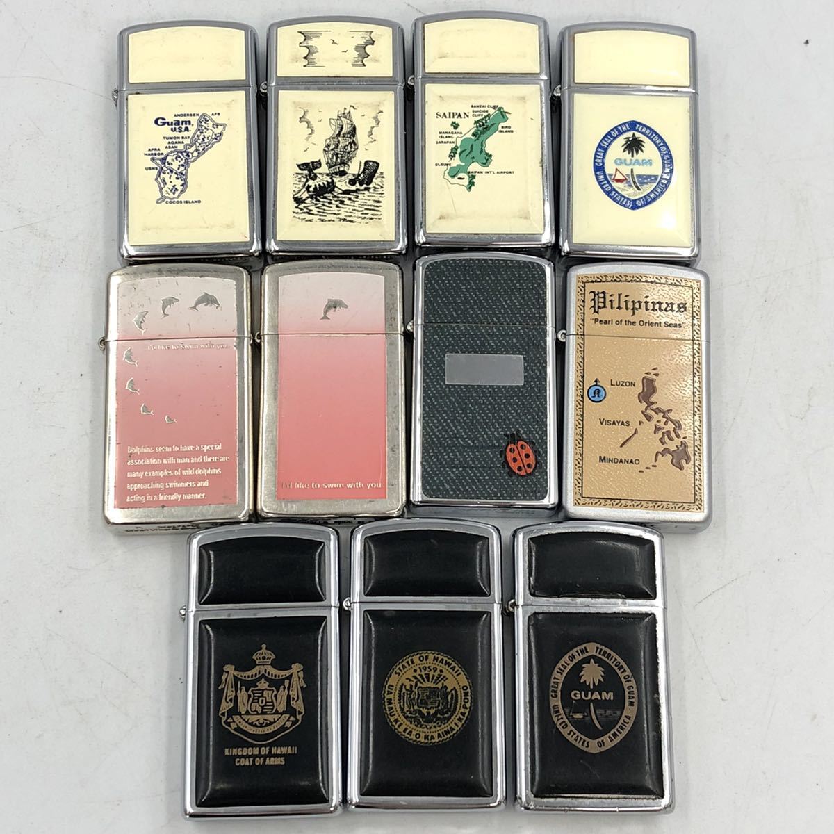正規品即納 ZIPPO ハワイ州紋章 エッチング彫り スリム オイルライター