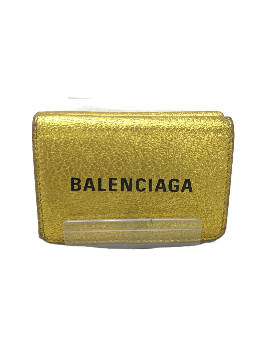 BALENCIAGA◇3つ折り財布/レザー/GLD/551921/エブリデイミニウォレット