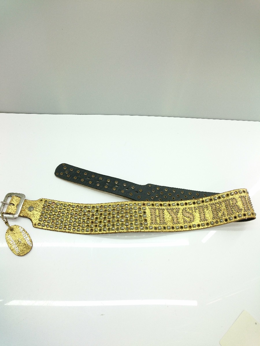 HYSTERIC GLAMOUR◇×BALTAZAR/サイズXS/スタッズベルト/レザー/GLD