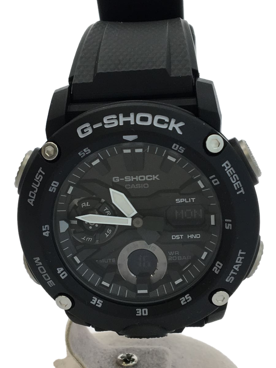 CASIO◆クォーツ腕時計・G-SHOCK/デジアナ/ラバー/BLK/BLK/ブラック/黒/