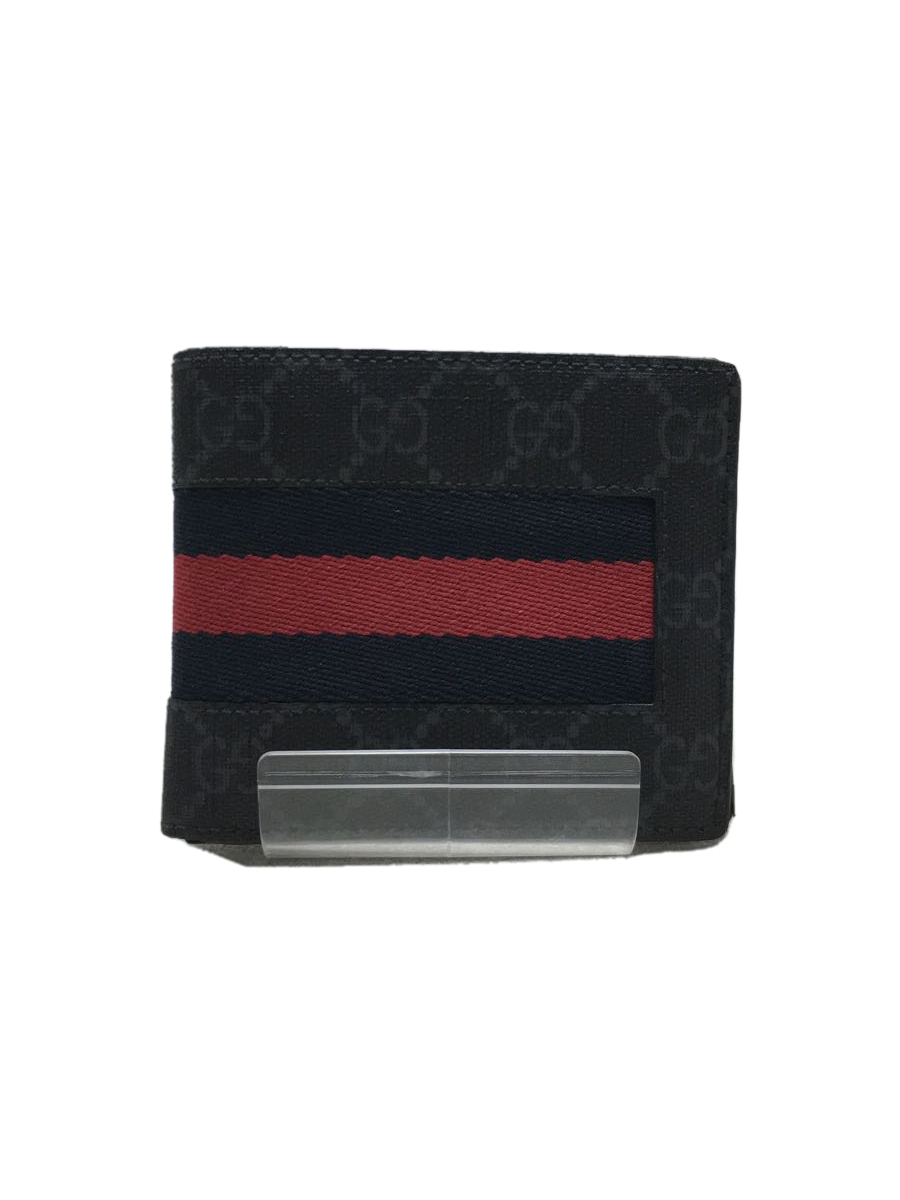 GUCCI◇2つ折り財布/PVC/ブラック/総柄/408826/GGスプリーム/ニュー