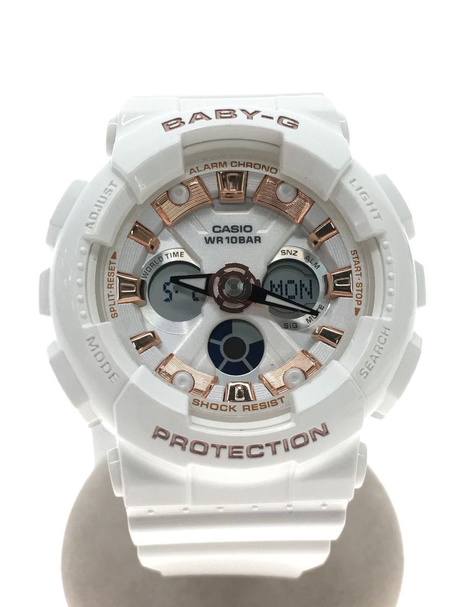 CASIO◇クォーツ腕時計/デジアナ/ラバー/WHT/WHT | monsterdog.com.br