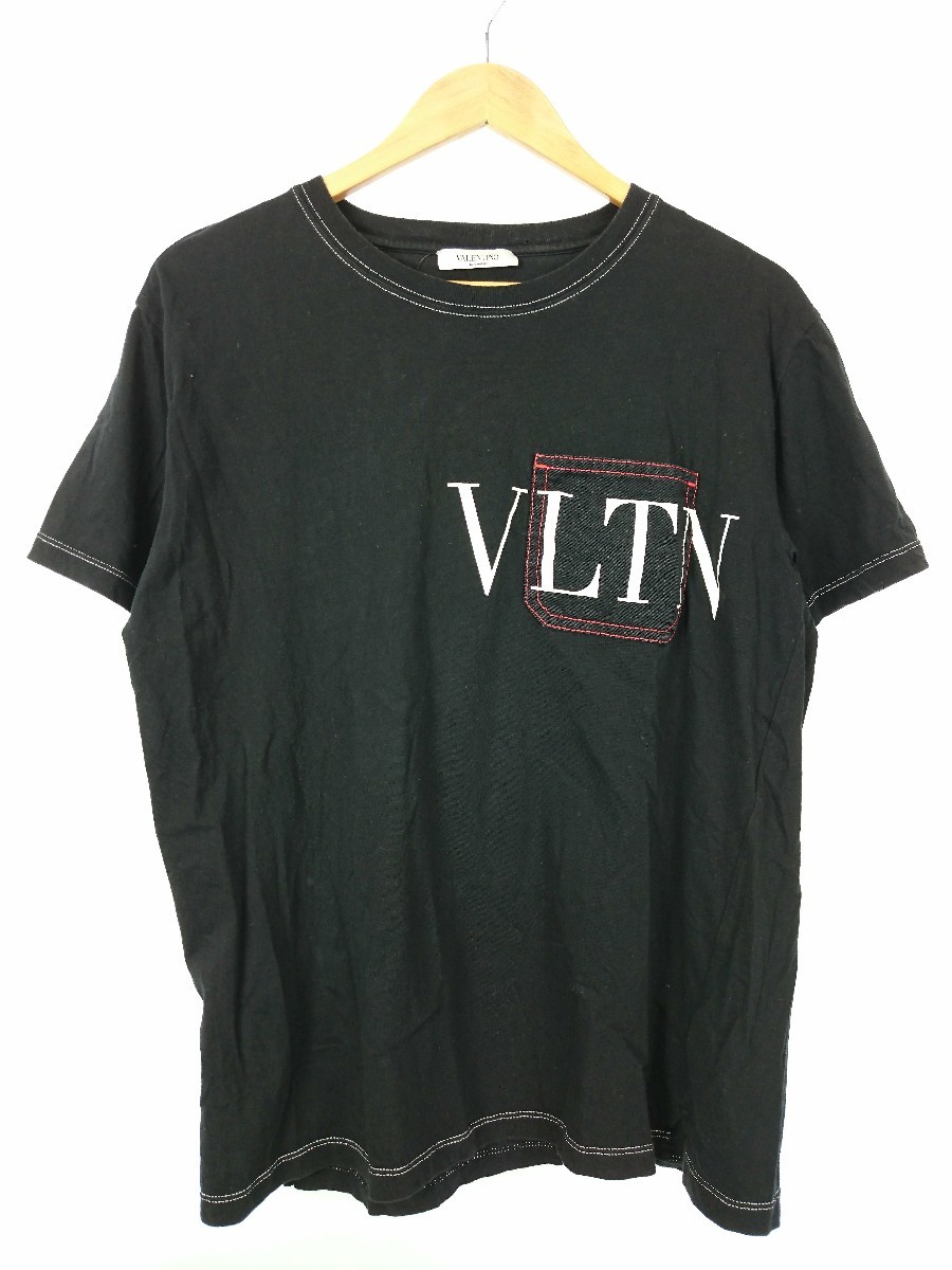 VALENTINO◇フロントロゴ/VLTN/ブラック/ポケットシャツ/front logo/T