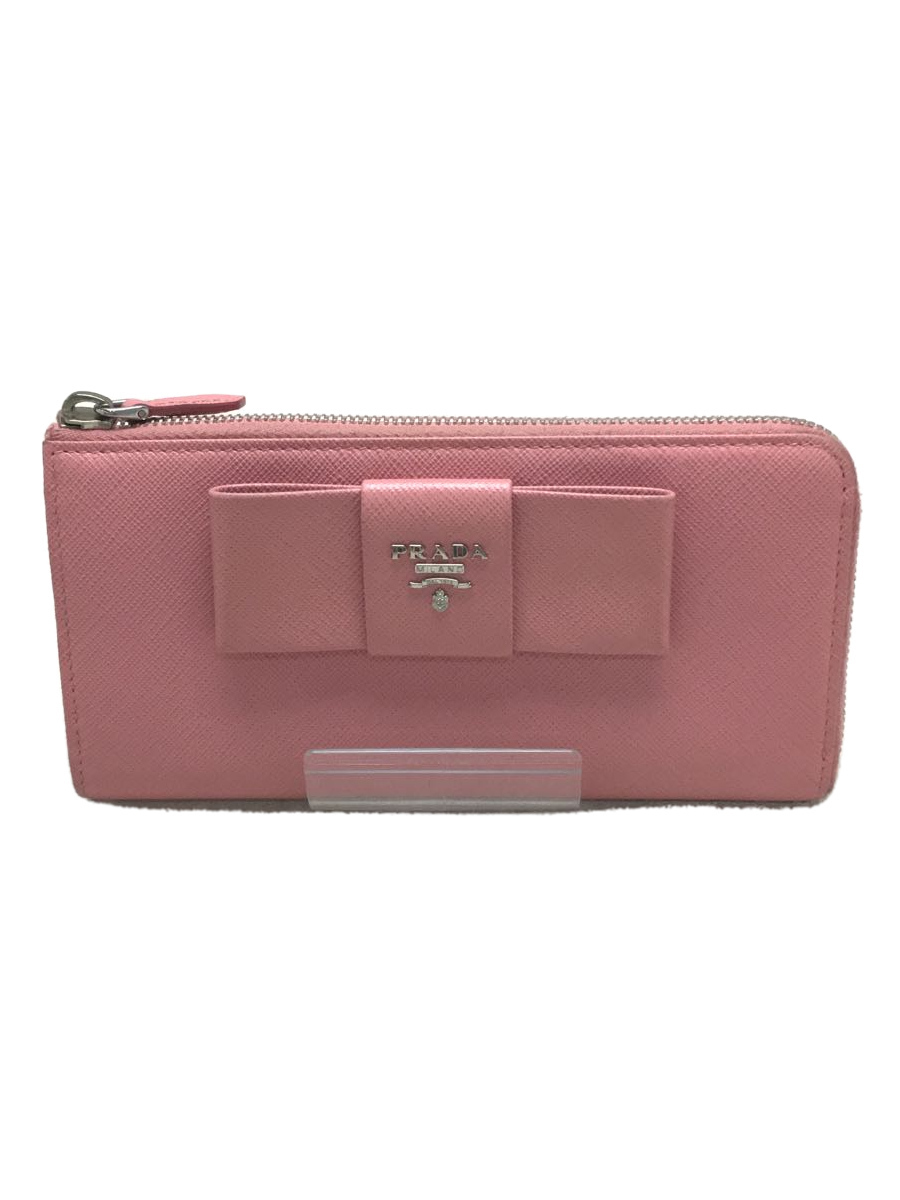 PRADA◇プラダ/長財布/レザー/ピンク/サフィアーノ/L字ファスナー