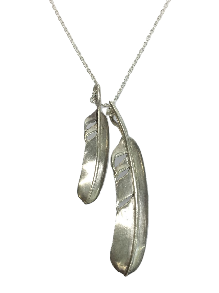 NATIVE SPRIT◇ダブルフェザーネックレス/SILVER/シルバーネックレス