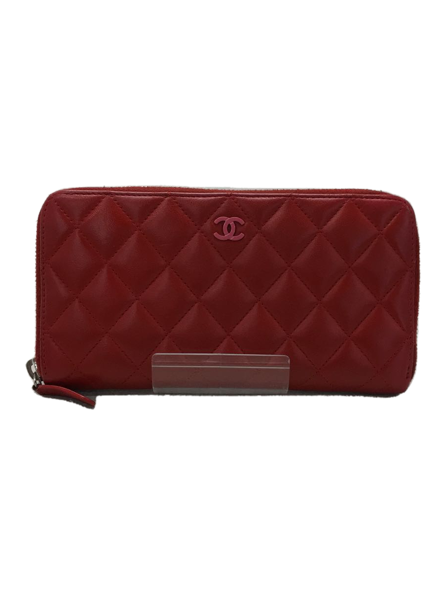 CHANEL◇長サイフ_ラウンドファスナー_マトラッセ_ココマーク_