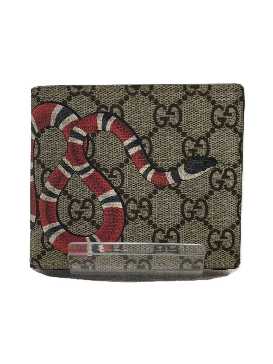 GUCCI◇2ツ折サイフ_GGスプリーム/451266/キングスネーク/PVC/BRW www
