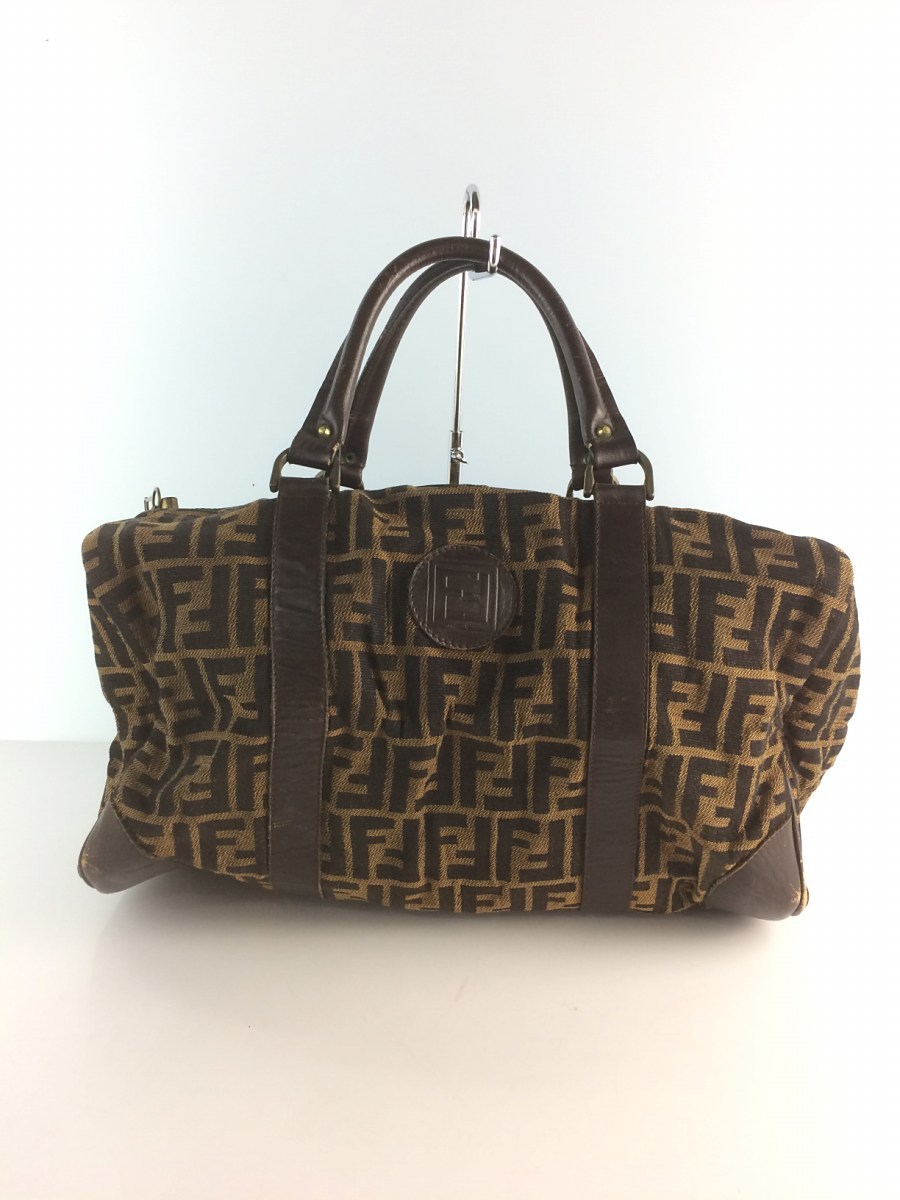 FENDI◇ボストンバッグ/キャンバス/ブラウン/総柄/ズッカ/フェンディ