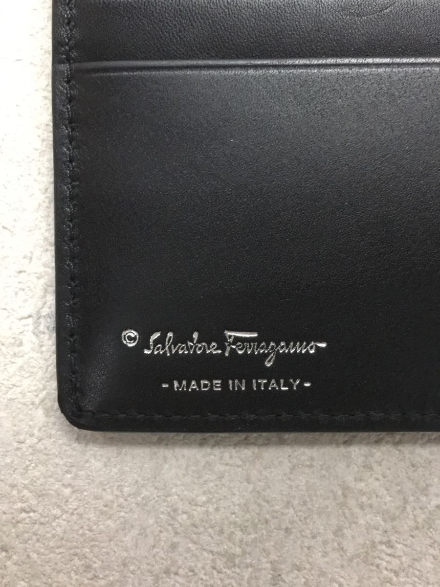 Salvatore Ferragamo◇2つ折り財布/レザー/BLK/ブラック/革/ウォレット