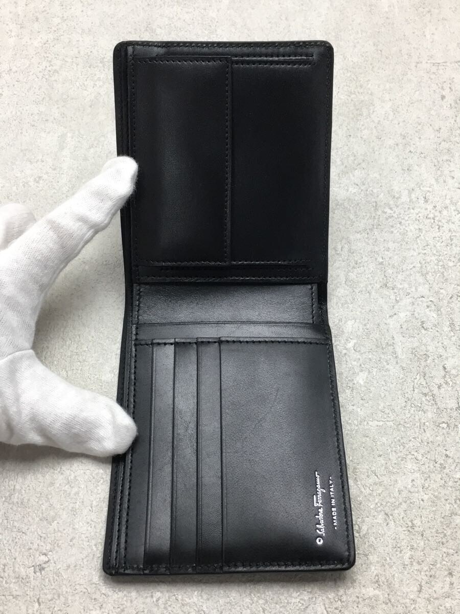 Salvatore Ferragamo◇2つ折り財布/レザー/BLK/ブラック/革/ウォレット