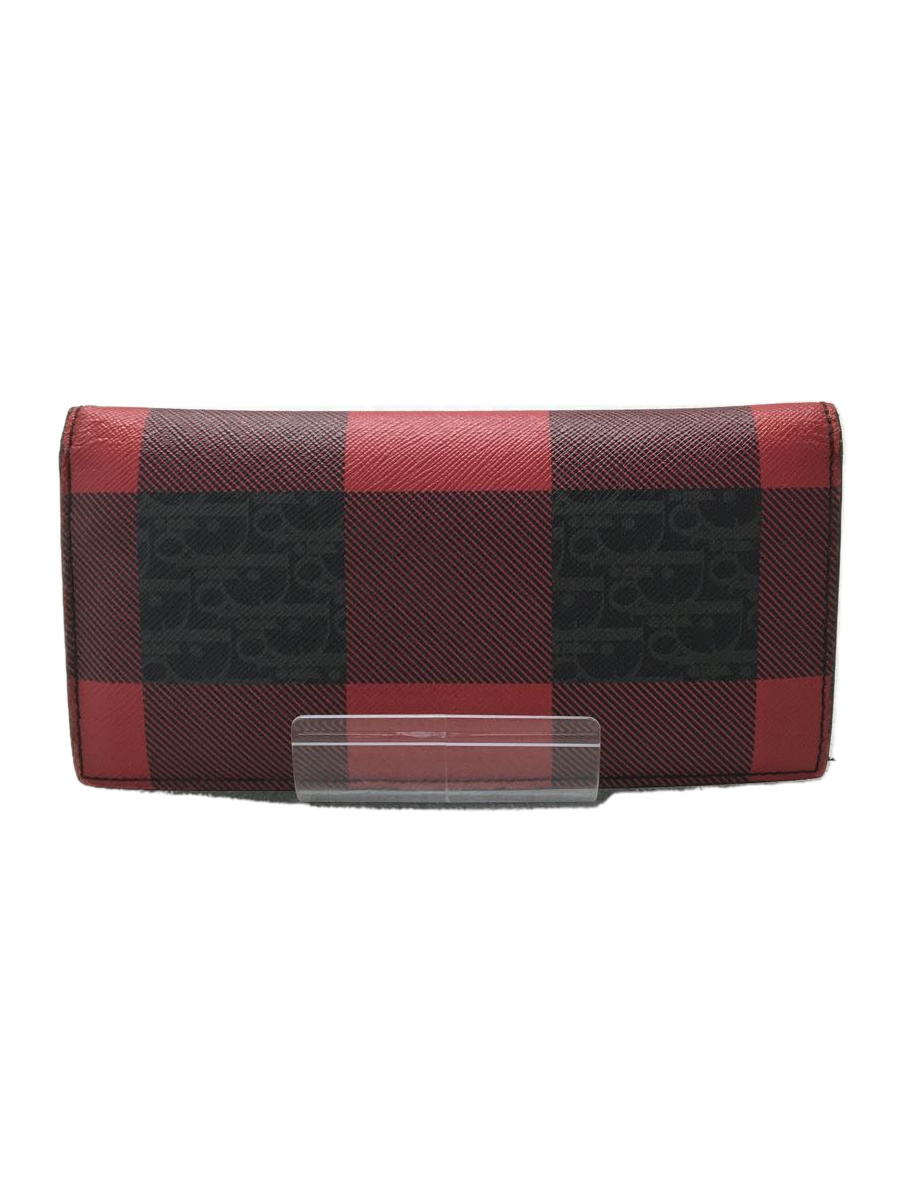 Dior HOMME◇トロッターチェック/長財布/-/RED/20-BO-0166