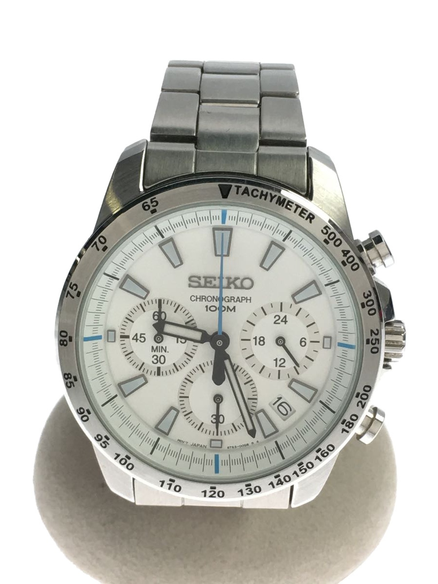 SEIKO◇クォーツ腕時計/アナログ/ステンレス/WHT/SLV/6T63-00D0/小傷有 