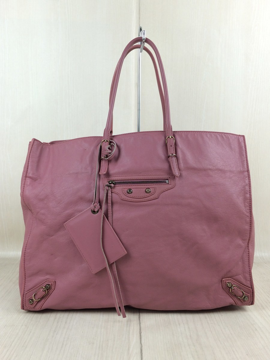BALENCIAGA◇ザペーパー/236701/トートバッグ/レザー/PNK/バレンシアガ