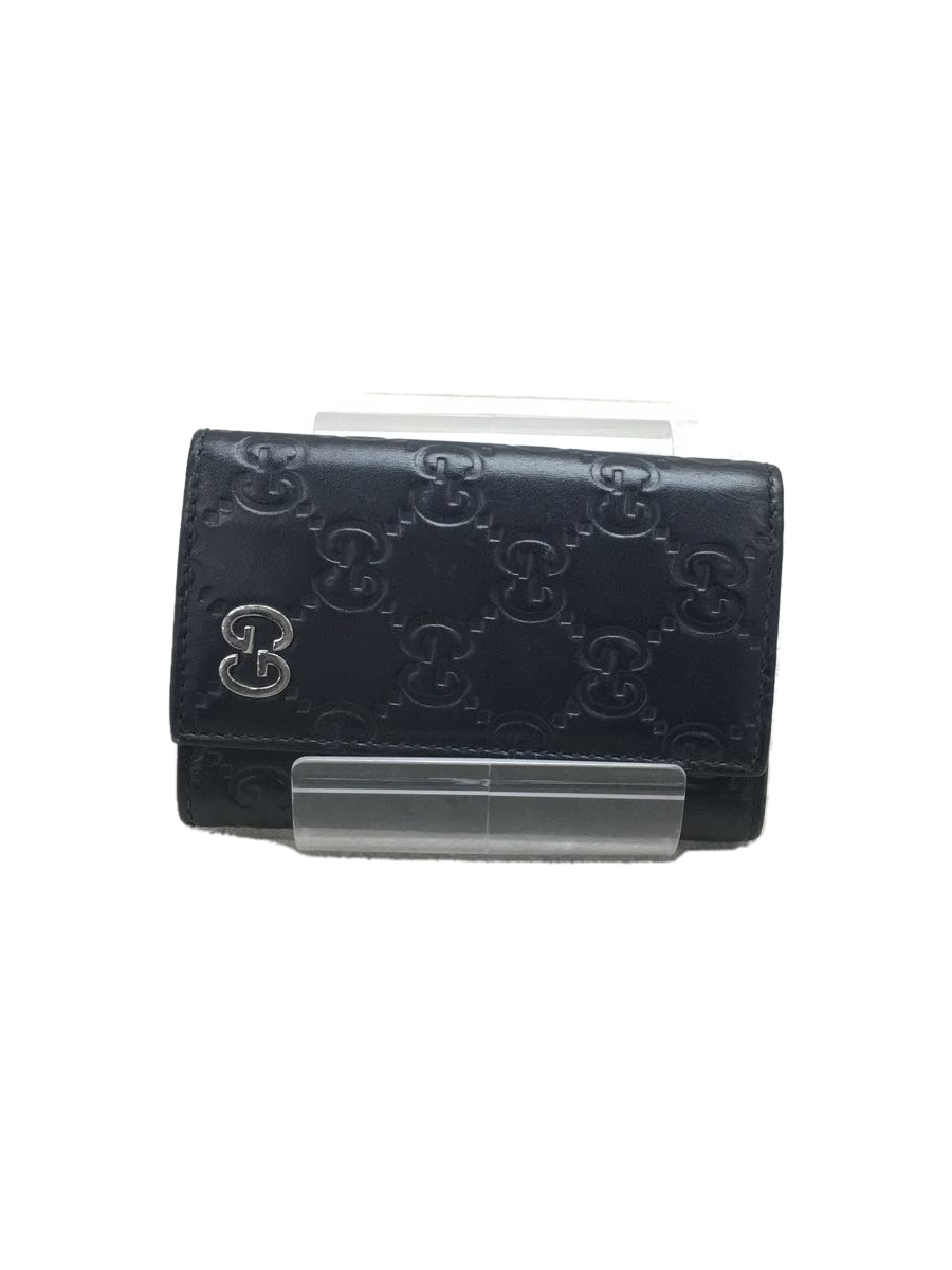 GUCCI◇キーケース_インターロッキングG_グッチシマ/レザー/BLK/6連