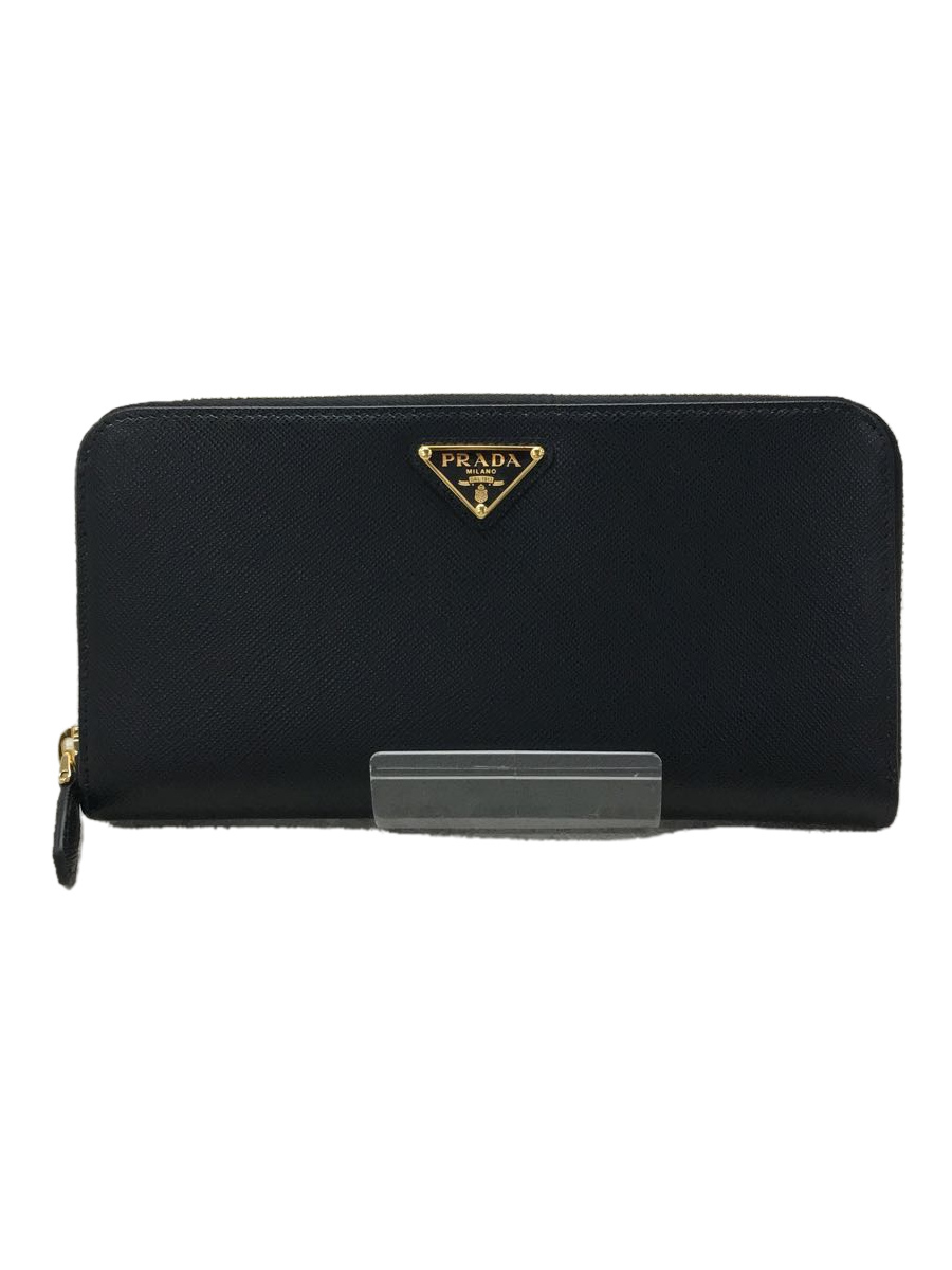 PRADA◇ラウンドジップ/長財布/レザー/BLK/無地 obdtools.cl