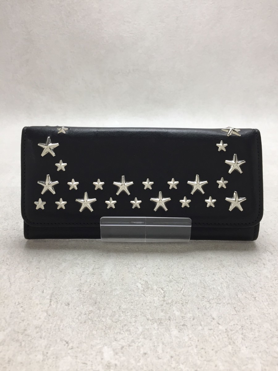 JIMMY CHOO◇長財布/レザー/BLK/スタースタッズ/J000042004001/ジミー