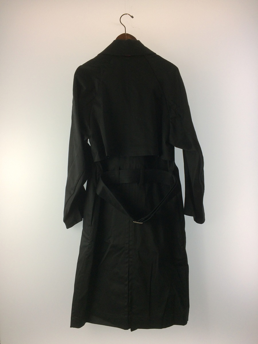 SHINYA KOZUKA◇19AW/ジップアップトレンチコート/S/コットン/ブラック