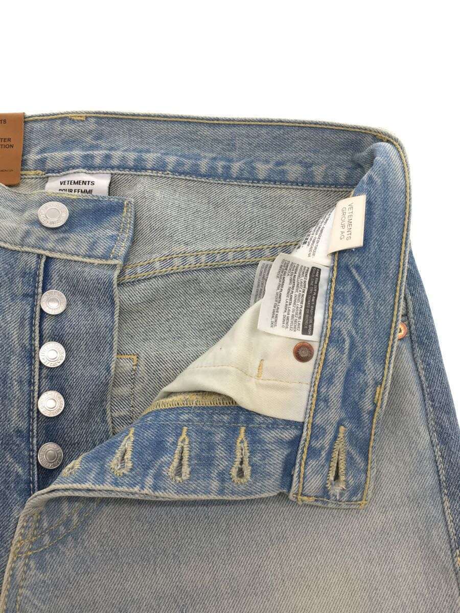 VETEMENTS◇ボトム/S/コットン/BLU/無地/再構築リメイクデニムパンツ
