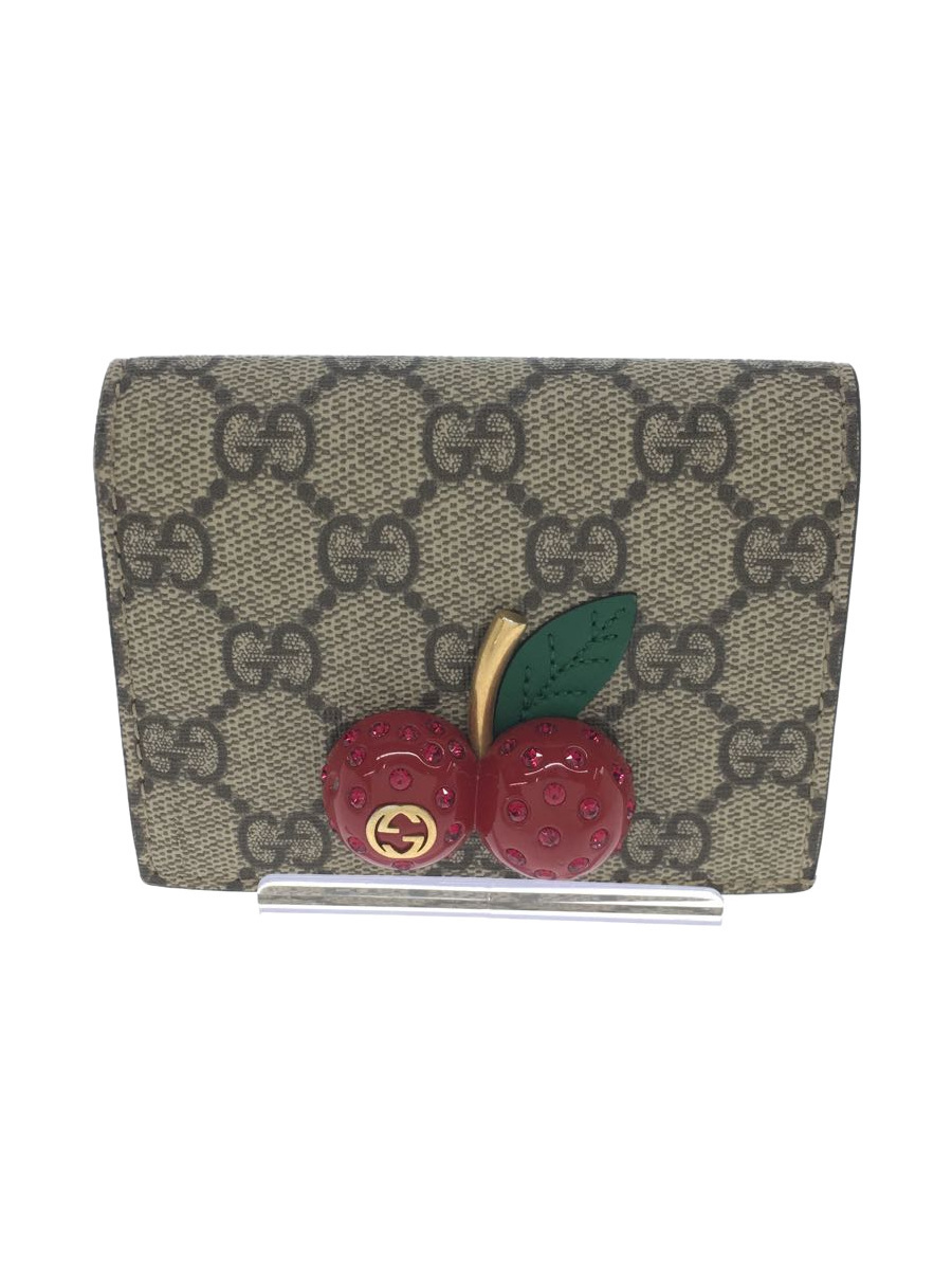 GUCCI◇476050・1147/2つ折り財布/GGスプリーム/チェリー/サクランボ