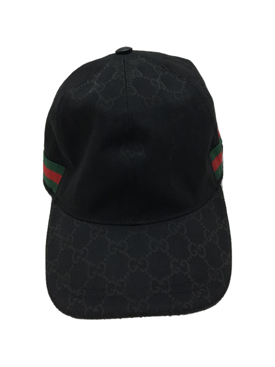 GUCCI◇キャップ/XL/ポリエステル/BLK/総柄/200035・599331