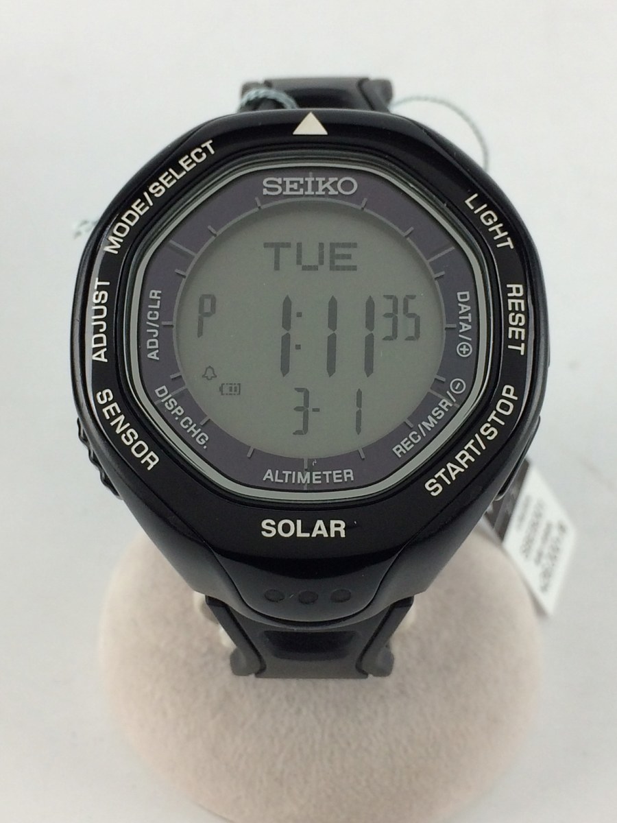 SEIKO◇S822-00A0/ソーラー腕時計/デジタル/ラバー/BLK 