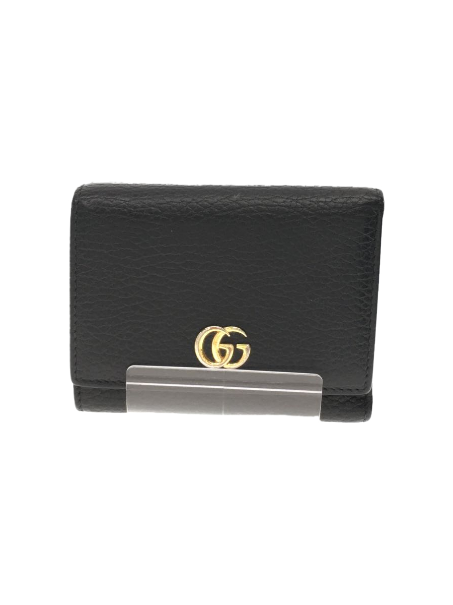GUCCI◇3ツ折サイフ_GGマーモント/レザー/ブラック/474746 CAO0G 1000