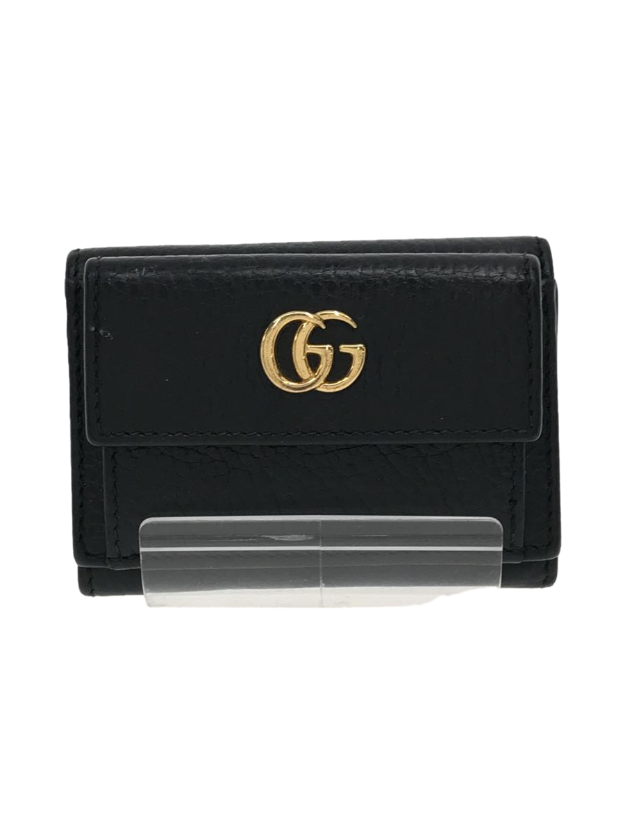 GUCCI◇GUCCI/グッチ/3つ折り財布/レザー/ブラック/無地/523277・0416