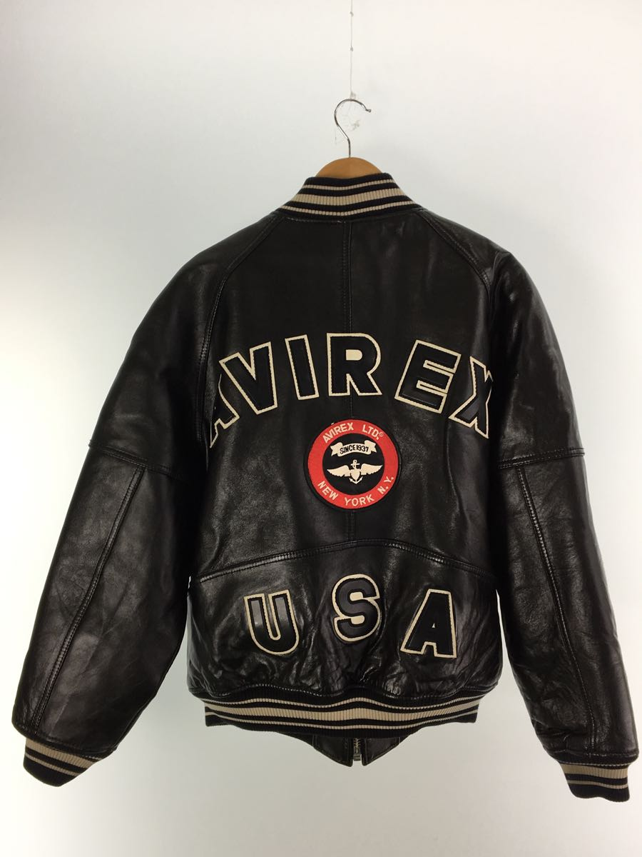 AVIREX◇スタジャン/L/羊革/BLK | bilanganresearch.com