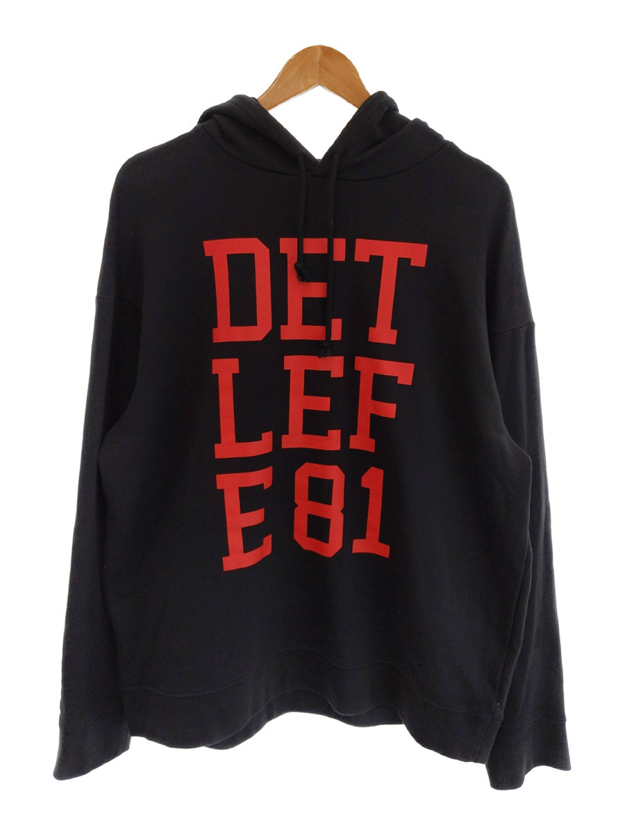 RAF SIMONS◆Detlef E81 Hoodie/フーディー/パーカー/M/コットン/BLK/プリント