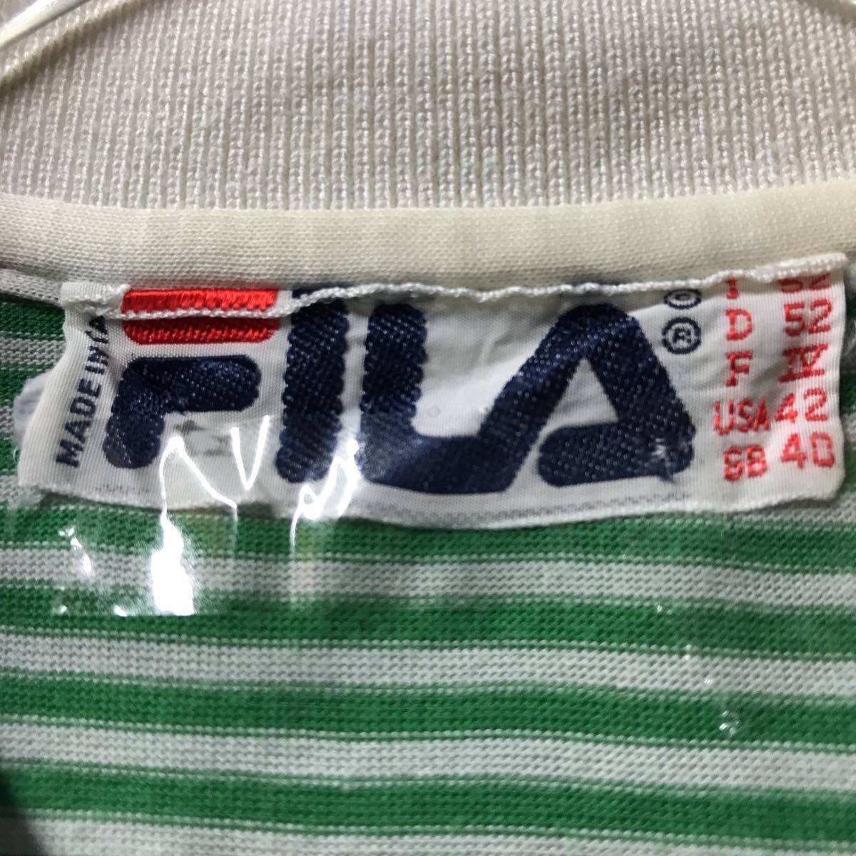 高級ブランド　FILA 80'Sビンテージポロシャツ　MADE IN ITALY クリーニング済　ボーダー柄 ゴルフシャツ　フィラ_画像4