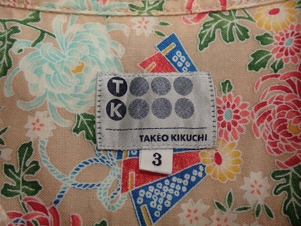  free shipping TK TAKEO KIKUCHI peace pattern shirt *3* tea ke- Takeo Kikuchi / floral print total pattern /22*6*1-12