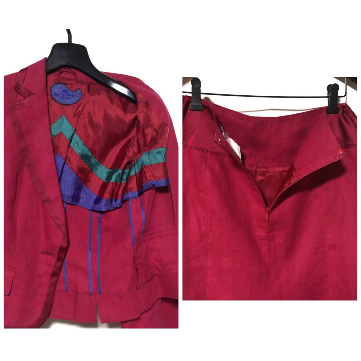 ETRO лен жакет & юбка выставить костюм / Etro linen100% rose розовый размер сверху 40 внизу 38